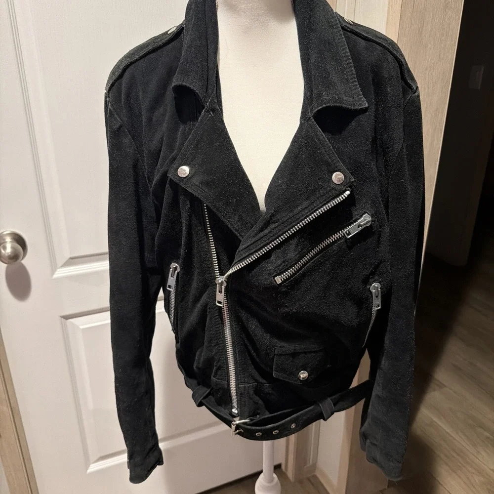 Vtg London Leather Collection Suede Leather Motorcycle Jacket Size‎ 42 READ